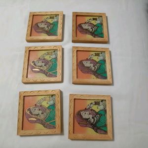 Wooden Coasters - 6 With Stand