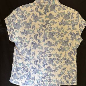 White Blue Floral Shirt