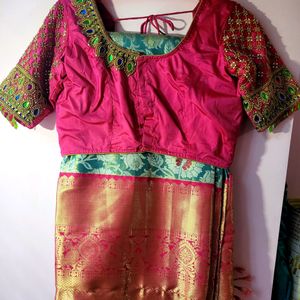 Pattu Saree With Heavy Maggam Blouse