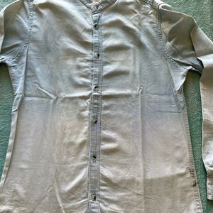 Blue Chinese Collar Shirt