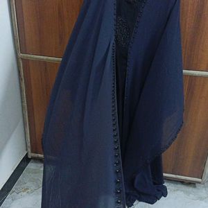 Modesty Navy Blue And Black Kaftan Abaya