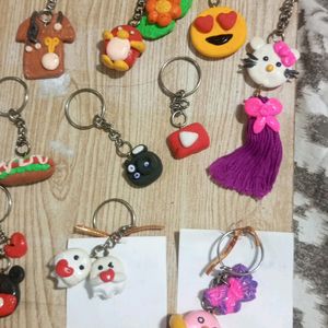 Handmade Clay Keychain.... Combo Of 13