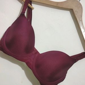 Wine Color Light Padded Bra Panty Set For 34 Bust