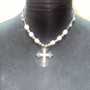 Y2k Pinterest Rhinestone Cross Necklace