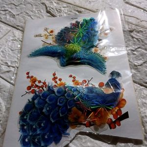 Cute Butterfly Sticker 🦋 And Peacock 🦚1set =4pic