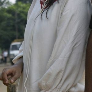 White top With Minimal Red Embroidery