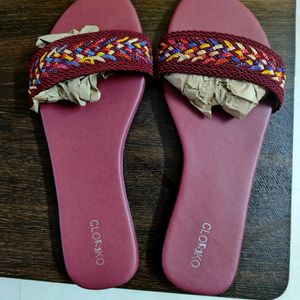 Maroon Designer Slippers. New And Tag Missing