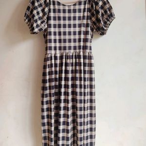 Gingham lace Up Dress