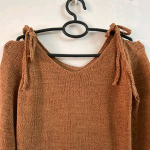 Brown Top (M) +  Earrings