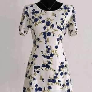 Blueberries Floral Printed Mini Dress