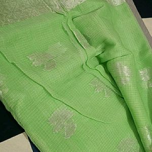 Banarasi Saree Light Green And Silver Colour 😍