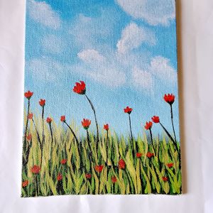 Flowers Acrylic Painting Canvas Board (HANDMADE)