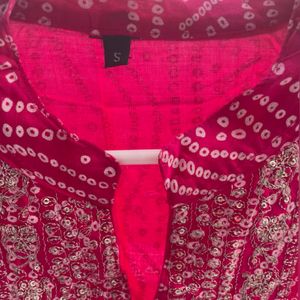 Bandhej Pink Kurti