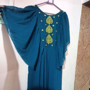 Designer Teal Blue Gown