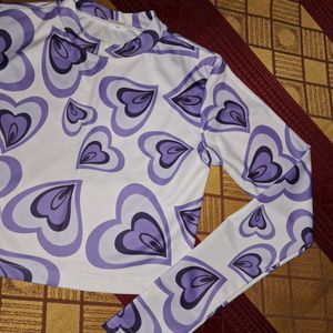 Women Heart Print Regular Fit Crop Top