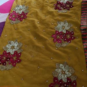 Half -2  Brown Golden Saree With Blouse