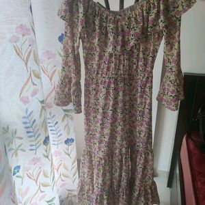 Brand New Yellow And Pink Floral  Middi Dress