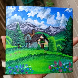 Mini Aesthetic Landscape Painting With Stand