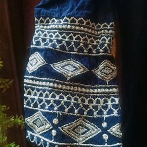 Dark Navy Blue Top Woth Embroidery