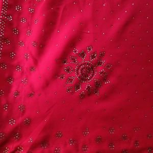 Red 🍒 Stone Work Saree