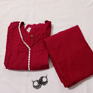 Maroon Kurta Set