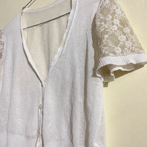 A White Colour Shrug Top For Women