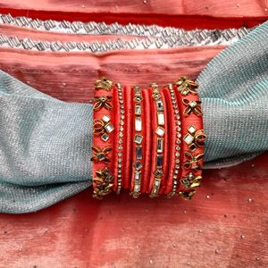 Light orange Silk thread Bangle Set🌼