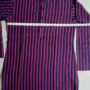 Khadi Men Purple & Pink Striped Straight Kurta