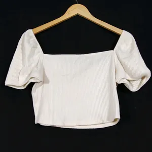 White Square Neck Crop Top (Women)