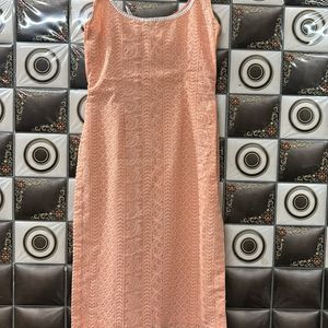 Chikankari Peach Color Kurti