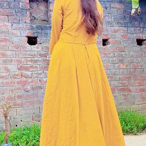 Yellow Turmeric Color Long Women Gownn