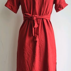 Linen Dress Round Neck