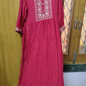 Anarkali Cotton Kurti With Pant(2 Pcs)