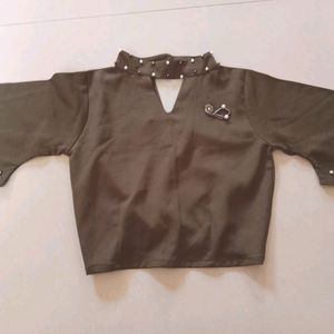 Olive Green Stylish Causal Top