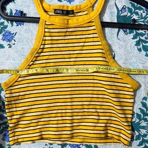 Zara Yellow Stripped Crop Top