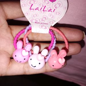 Set Of 3 Korean Bunny Hair Rubber Ban