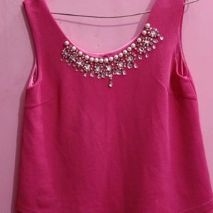 Pink Top With Neck Design