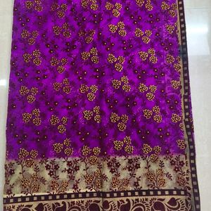 Purple Colour Chiffon Georgette Net SAREE