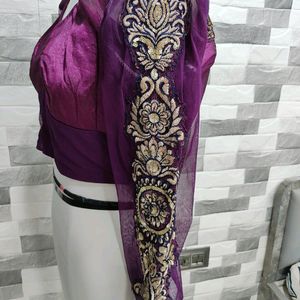 Purple Net Saree