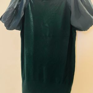 Gorgeous Mango Suit Knit Top With Satin Sleeves