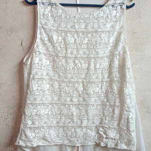 ZARA See-through Fashion Top Netted White