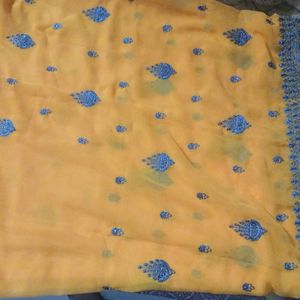 Saree In Turmeric Yellow Colour