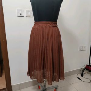 Brown Pleated Skirt