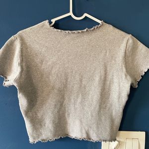 Grey Cauliflower Pattern Crop Top