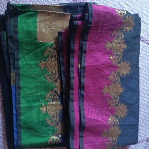 💐elegant Saree💐Black Ganga Jamuna Border