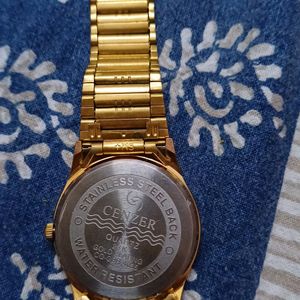 Cenzer Men Wrist Watch Gold Plated