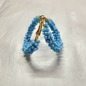 Light Blue Beads Hoop Earring