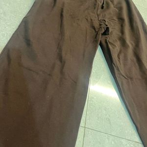 Brown Wide Leg Cotton Pants