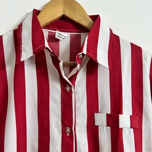 Red And White Stripe Shirt In M Size