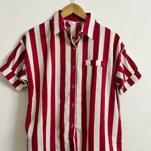 Red And White Stripe Shirt In M Size